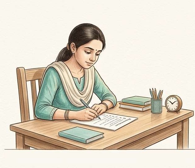 A student taking a test at home